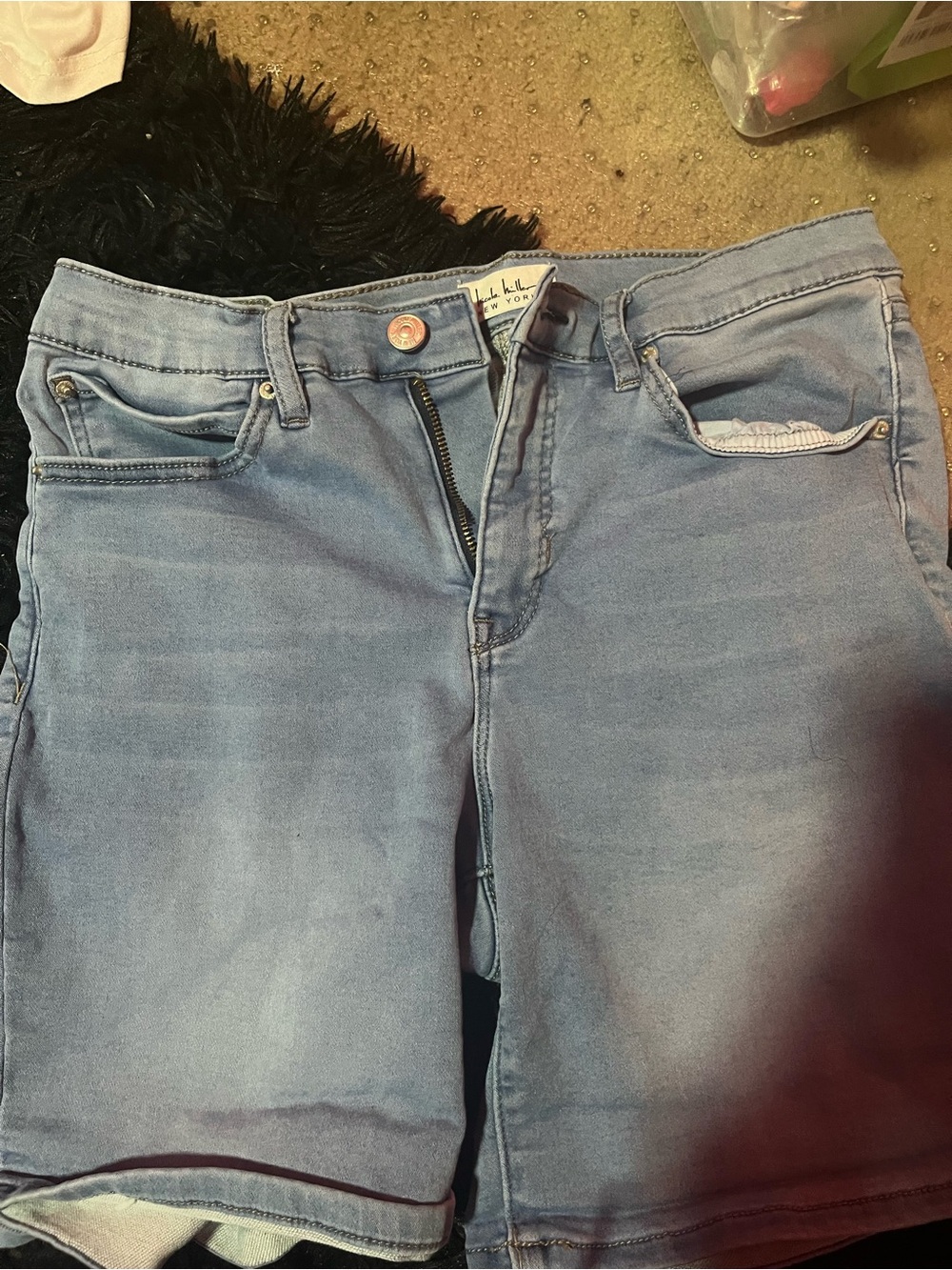 Nicole Miller Light Blue High-Waist Denim Shorts